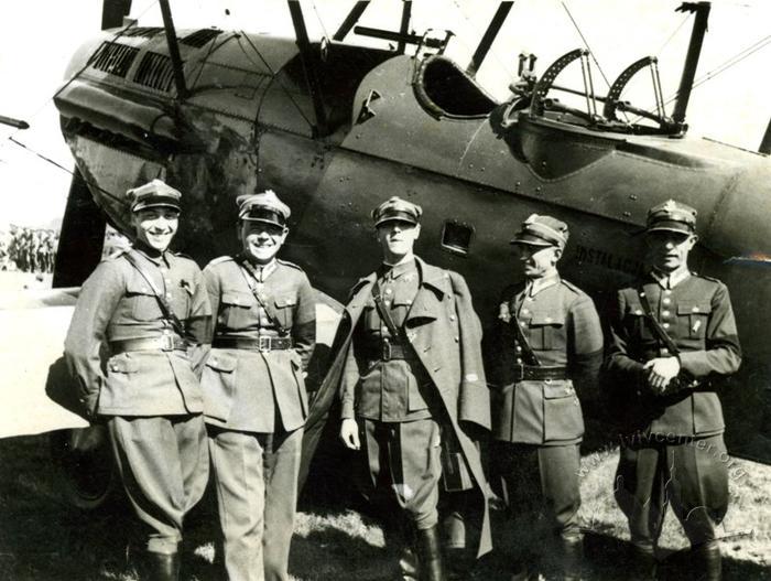 Polish military pilots in front of a plane on the airfield in Sknyliv 2