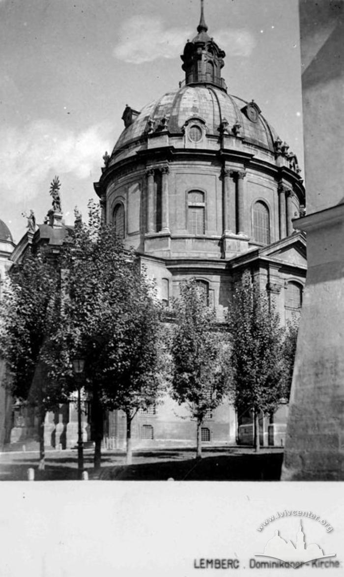 Вид домініканського костелу з Домініканерштрассе (тепер вул. Ставропігійська) 2