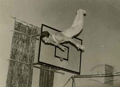 Gymnast in a sports hall of Lviv Polytechnics