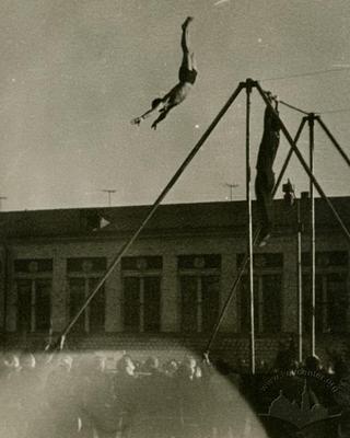 Gymnasts preparation for performance at Spartakiada USSR