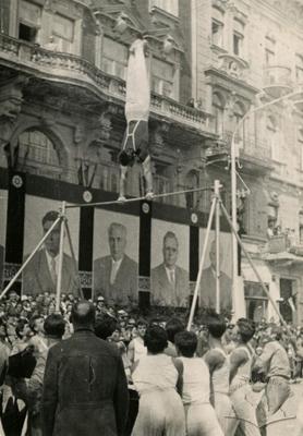 Performance of gymnasts at 1st May Demonstration on Svobody avenue