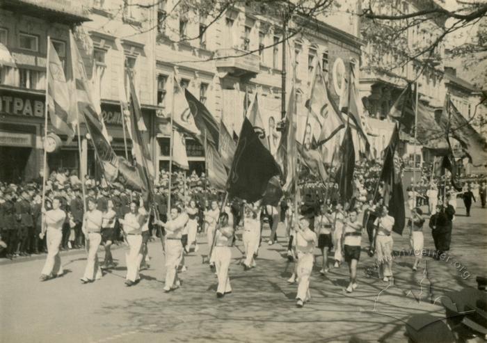 Sports parade on the central street of Lviv - 1 Travnia street 2