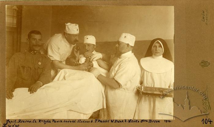 Doctor Zenon Lenko doing surgery in Reserve hospital of Red Cross 2