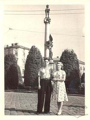 Young Couple near Monument to Adam Mickiewicz
