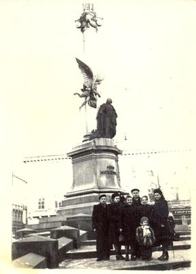 Lviv Family near Monument to Adam Mickiewicz