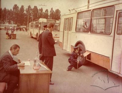 Drivers of trolleybus at craft competition in Lviv