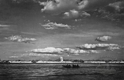 A view of the Trukhaniv island and the church of St. Elizabeth