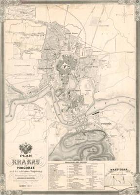 Map of Krakau with Podgorze and the nearest environs