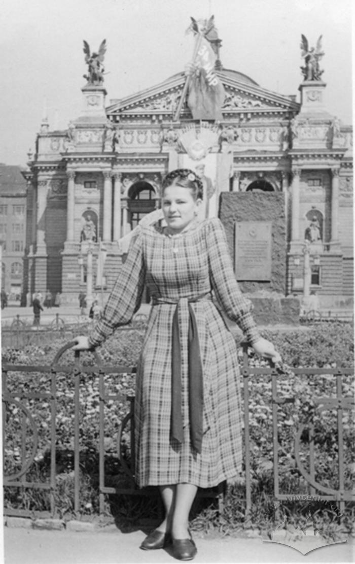 Woman in front of Opera Theatre 2