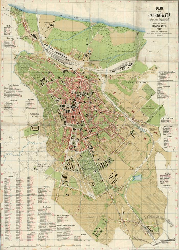Map of Czernowitz with New Street Names, Numbers of Buildings and Designation of Heights 2