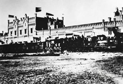 The arrival of the first train at the Kyiv train station