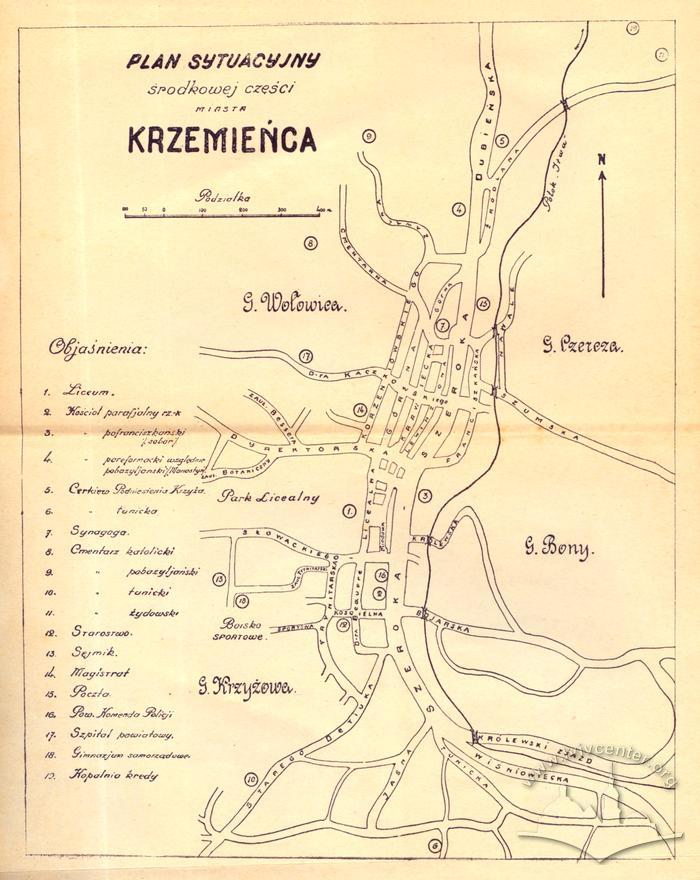 Schematic map of the streets of Krzemieniec 2
