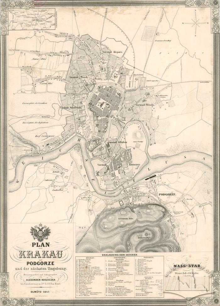 Map of Krakau with Podgorze and the nearest environs 2