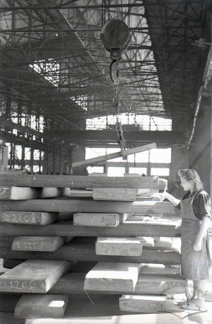 Blooming mill of the Azovstal plant working. Slabs storage. 2