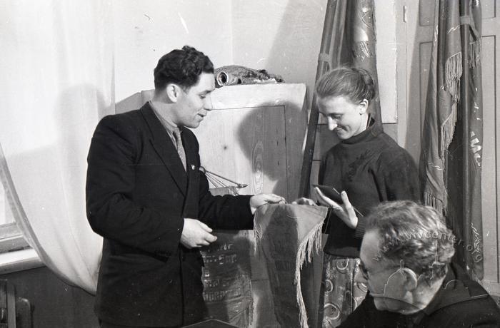 Members of the communist labor brigade and Komsomol cards delivery at the Mariupol heavy machine-building plant 2