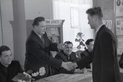 Party cards delivery in the Zhovtnevyi district committee of the CPSU (Communist Party of the Soviet Union)