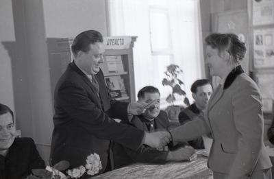 Party cards delivery in the Zhovtnevyi district committee of the CPSU (Communist Party of the Soviet Union)