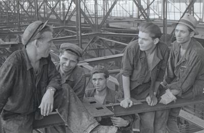 The Yanchuk brothers at the construction site of Mill 1700