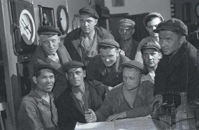 Communist labor blast furnace operators of the Illich plant 2