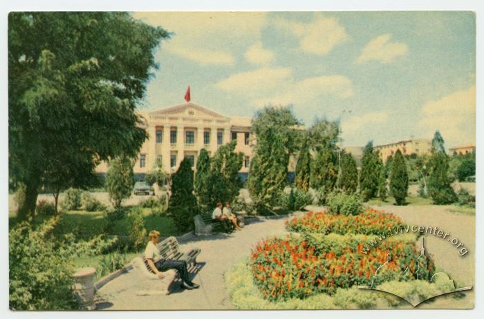 Postcard with a city square 2