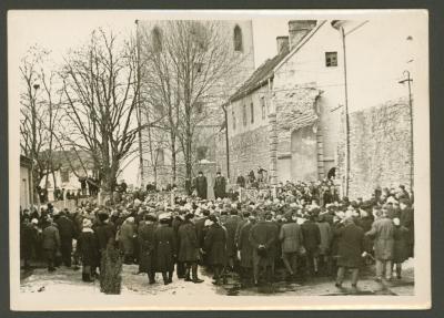 Funeral procession near the castle